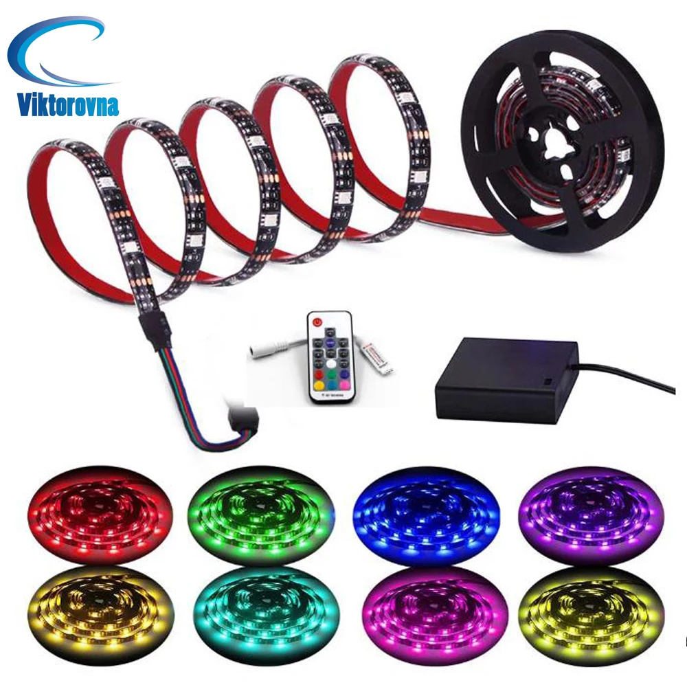 СВЕТОДИОДНАЯ лента SMD 5050 RGB с питанием от USB/аккумулятора Радиочастотный пульт