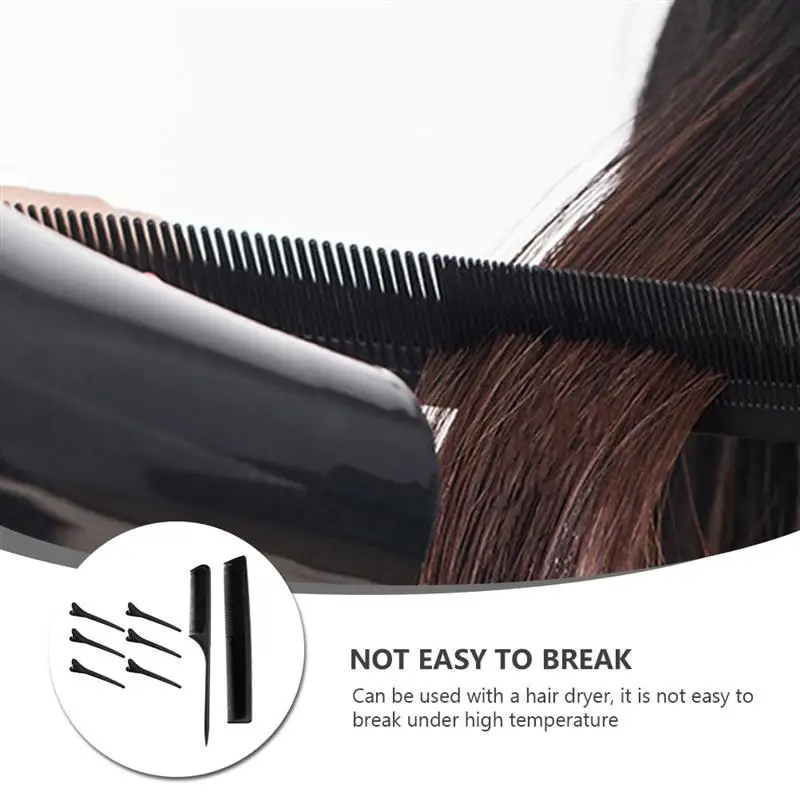 

6pcs Plastic Combs Hair Clips Hairdressing Black Home Hairpin Comb Set Haircut Combs
