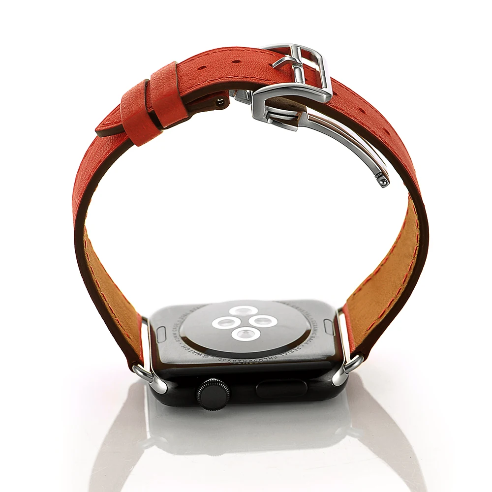 

Stainless Steel Folding Clasp Genuine Cow Leather Strap for Apple Watch Bands 38/42mm iwatch Watchbands Reloj Watch Accessories