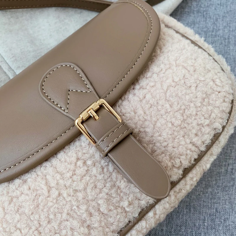 

New Fur Shoulder Bag Vintage Women's Crossbody Bags Messenger Bag High Quality Ladies Flap Handbag