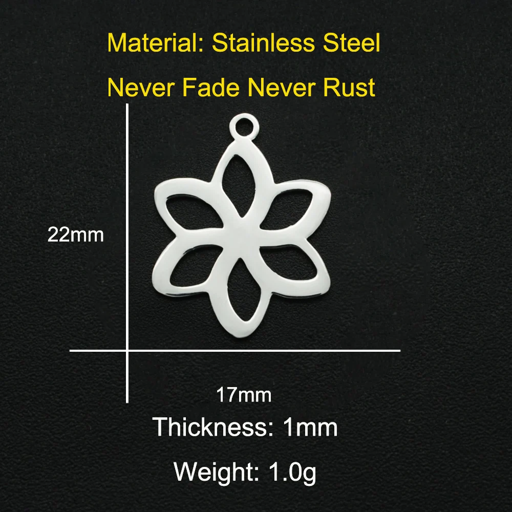 

5pcs/lot 100% Stainless Steel 22x17mm Flower DIY Charm Earring Finding Wholesale Finding Supplies Jewelry Bracelet Making Charms