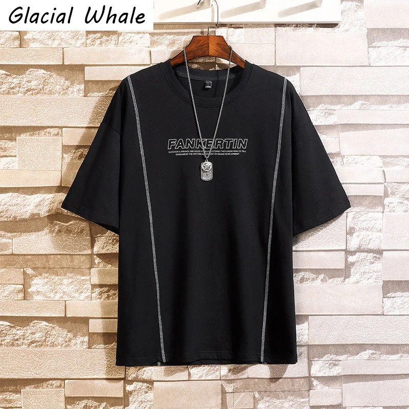 GlacialWhale Мужская черная футболка для мужчин 2021 негабаритных хлопковые толстовки в