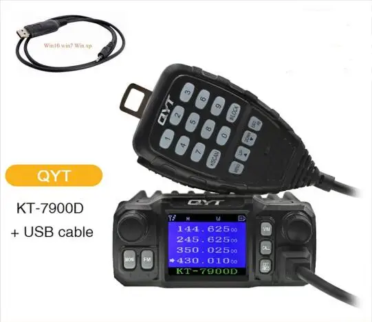 KT-7900D-USB Мини-автомобиля мобильного радио qyt KT-7900D 25 Вт Quad Band 144/220/350/440 мГц walkie talkie+ антенна/Питание - Цвет: KT-7900D-USB
