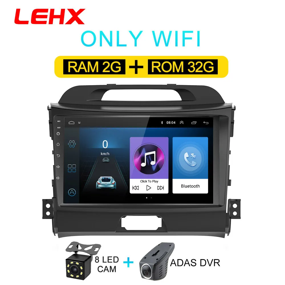 LE-KIA SP32-CAM-DVR LEHX автомобильный Android 8,1 2 din Автомобильный мультимедийный плеер Автомобильный dvd для KIA sportage 2011 2012 2013 головное устройство gps навигация радио - Цвет: LE-KIA SP32-CAM-DVR
