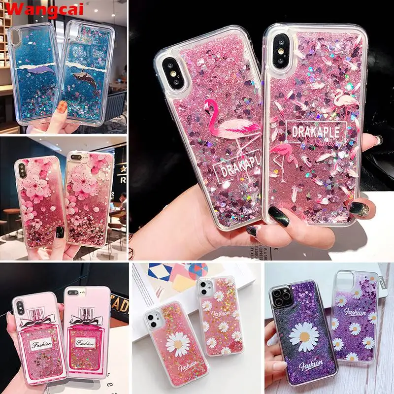 Для Samsung Galaxy S10 Lite 2020 чехол Фламинго цветок зыбучий песок Блестящий блестящий для