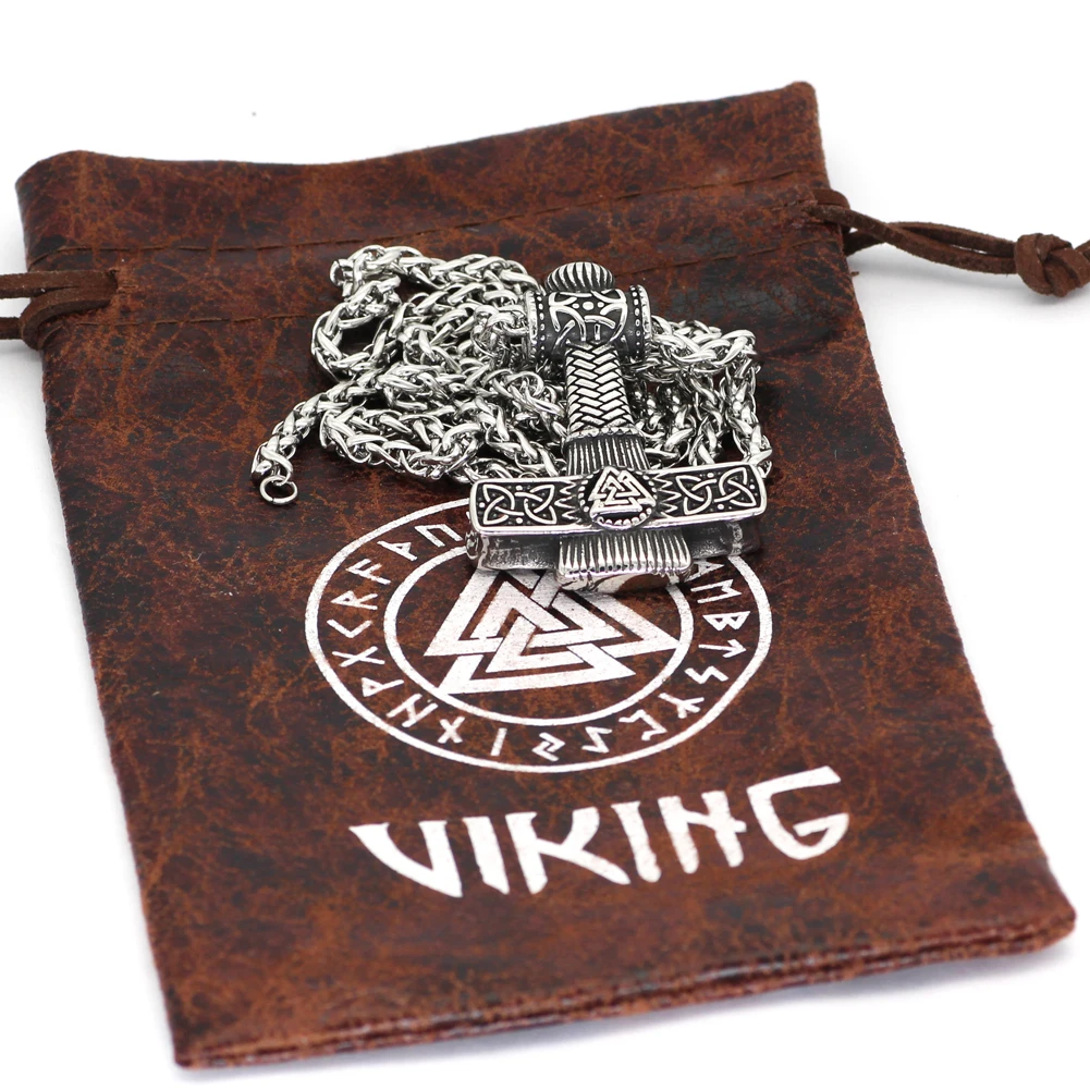 Nordic Stainless Steel Mjolnir Valknut Viking Necklace With Gift Bag | Украшения и аксессуары