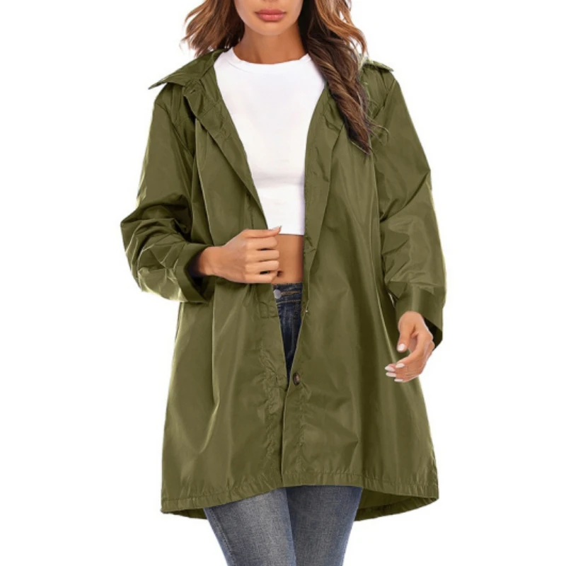 Женский легкий дождевик Женская водонепроницаемая уличная куртка с капюшоном