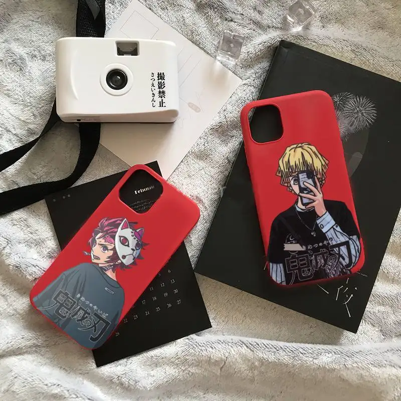 

Demon Slayer anime Phone Case Candy Color for iPhone 6 7 8 11 12 s mini pro X XS XR MAX Plus