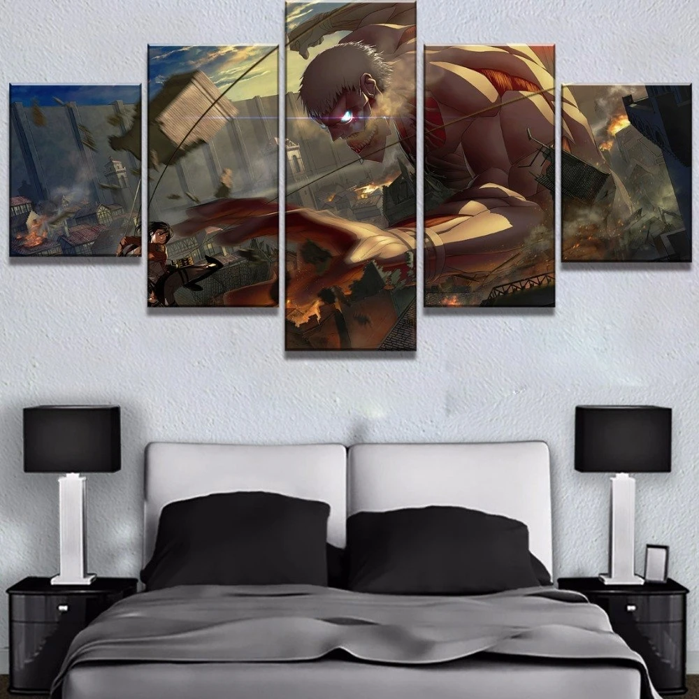 Аниме плакат настенное Искусство Декор для гостиной атака на Титанов Обои холст