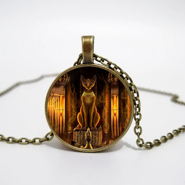 Древнеегипетским кошка Богиня кулон статуя Египет Господа подвесные стеклянные