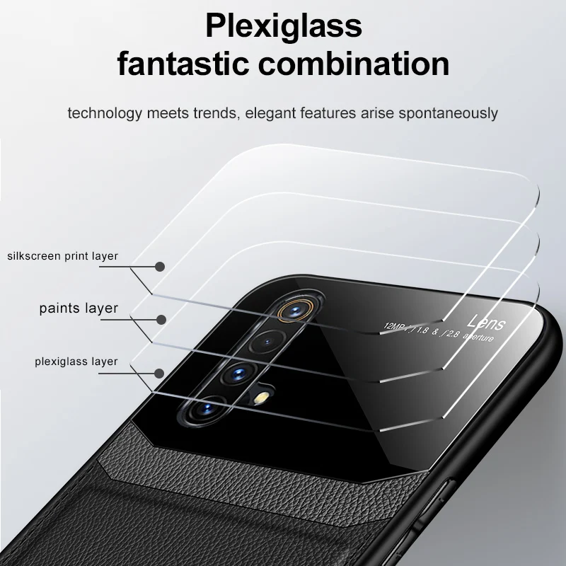Чехол KEYSION противоударный для Realme X50 X2 Pro XT X кожаный чехол накладка с линзами и