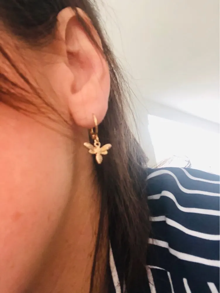 Модные ювелирные украшения позолоченные маленькие серьги кольца в виде пчелы