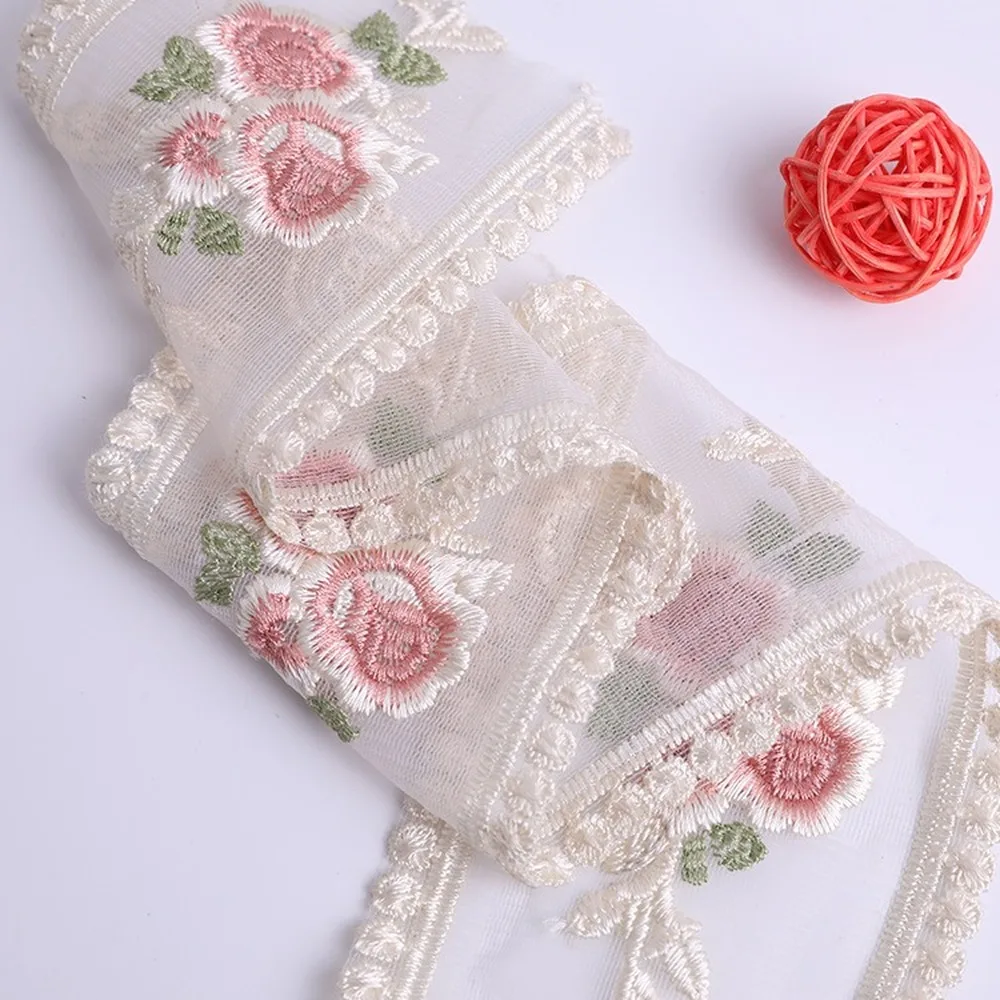 Лента для волос с вышивкой в виде роз прозрачная сетчатая лента цвета слоновой