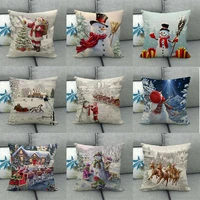 cushion cover christmas santa claus snowman cushion cover cotton linen square 4545 cm pillow case for home office decor