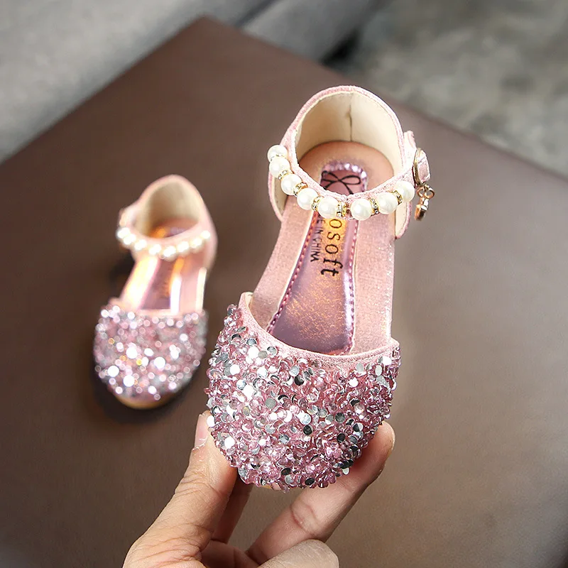 

2021 New Blingbling Rhinestone Kids Crystal Sandal Girls Princess Shoes for Wedding Party Little Girls Dance Performance Shoes