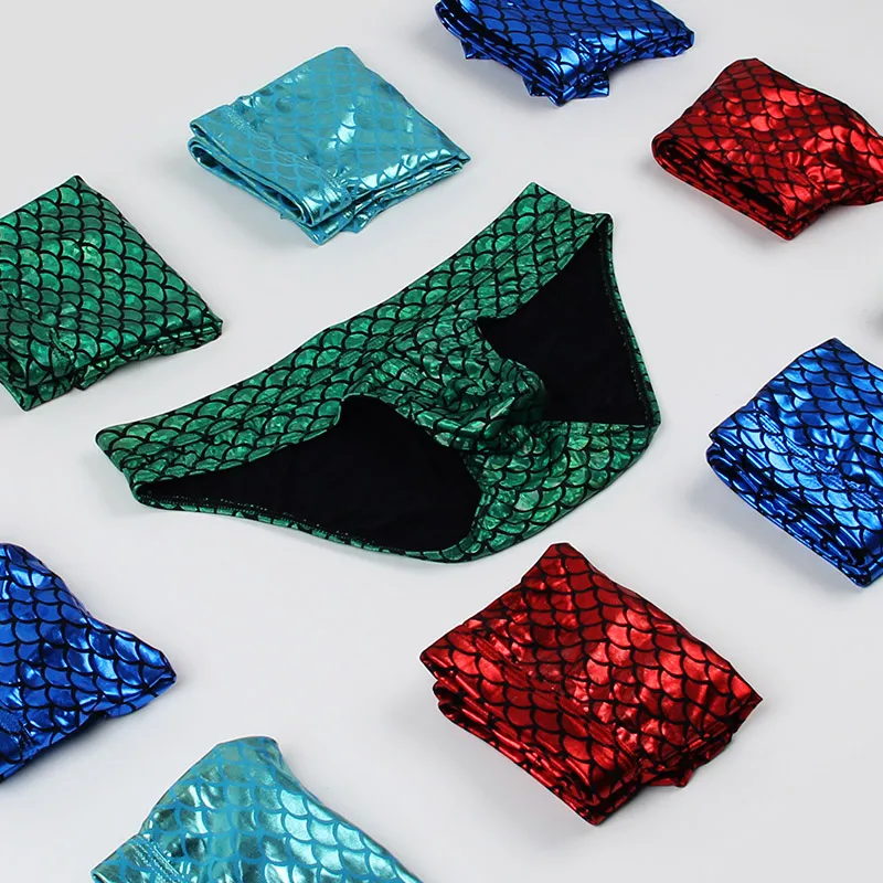 Pinkysenson Для мужчин нижнее белье трусы рыбы кожа шорты c выпуклой частью для мужские