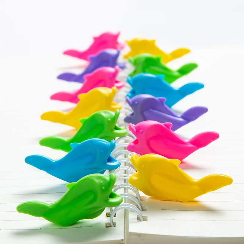 10pc/lot Colorful Silicone Pen Holder Baby Practice Writing Tool Correction Device Fish Pencil Grasp Writing Aid Grip Stationery