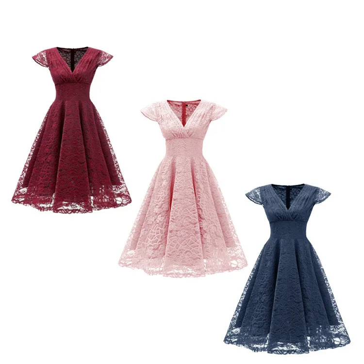 

Lace Dress Vintage Slim Cocktail Party Evening Dress
