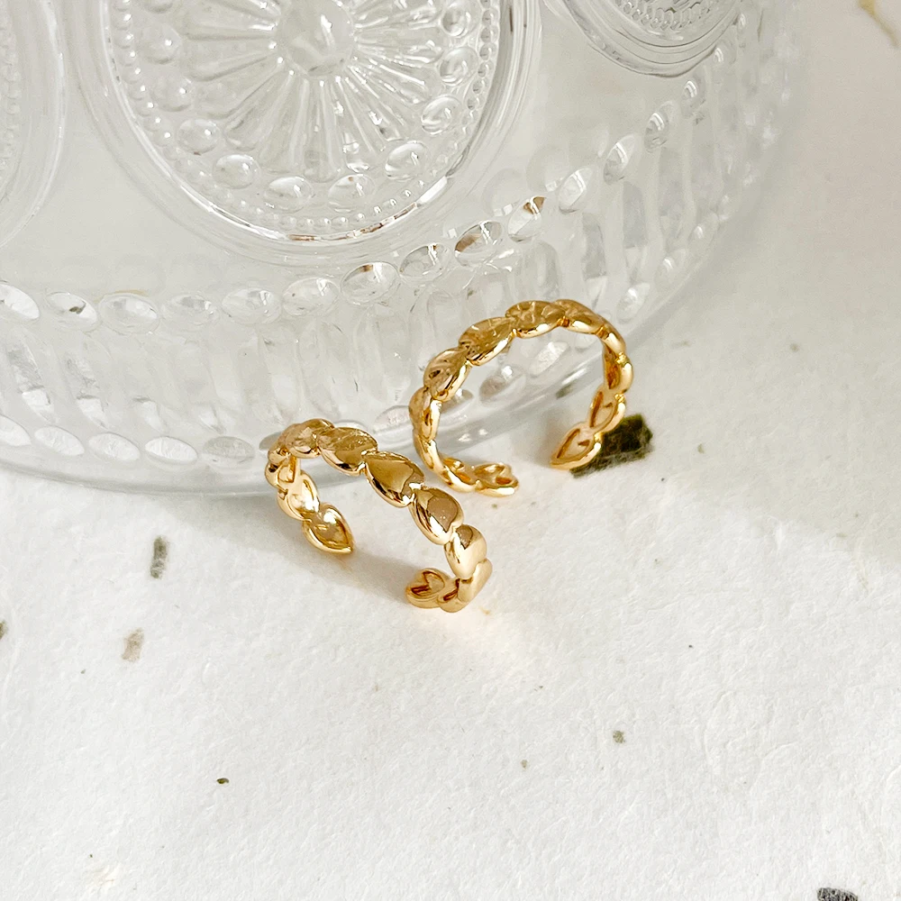 Monlansher геометрическое сердце открытое регулируемое кольцо золотого цвета медное