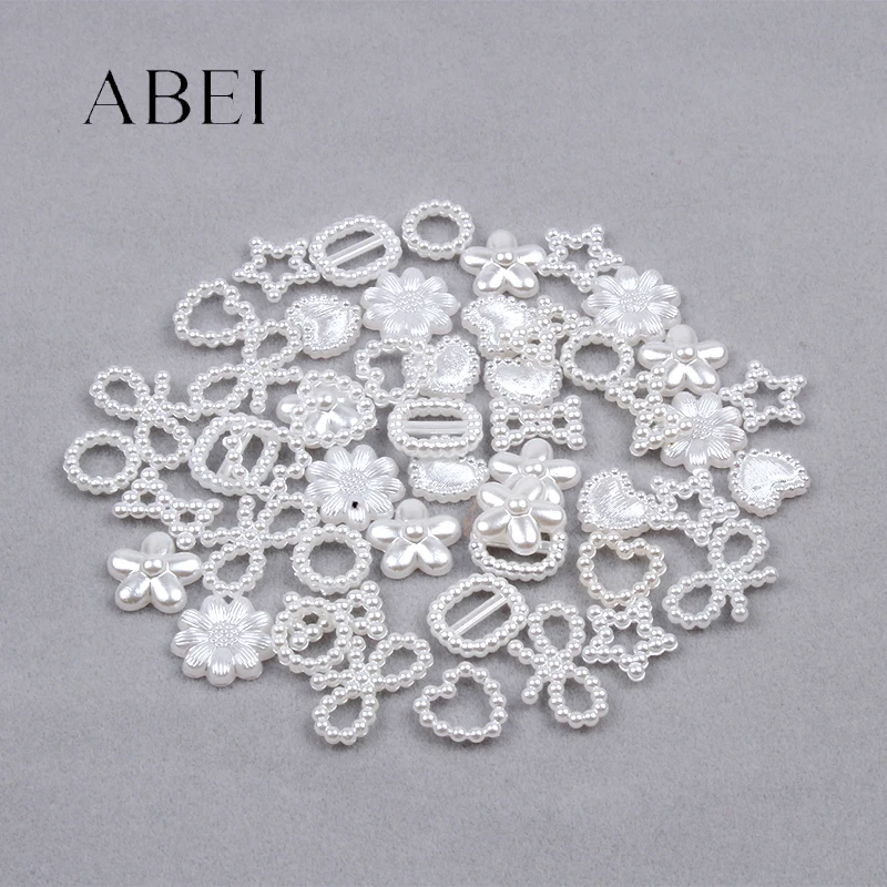 200 шт. 6-15 мм смешанные стили белый цветок лук Звезда Сердце половина фотоблесток