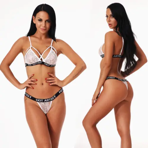 Модные бандажные бюстгальтеры стринги из 2 предметов комплект стрингов женская