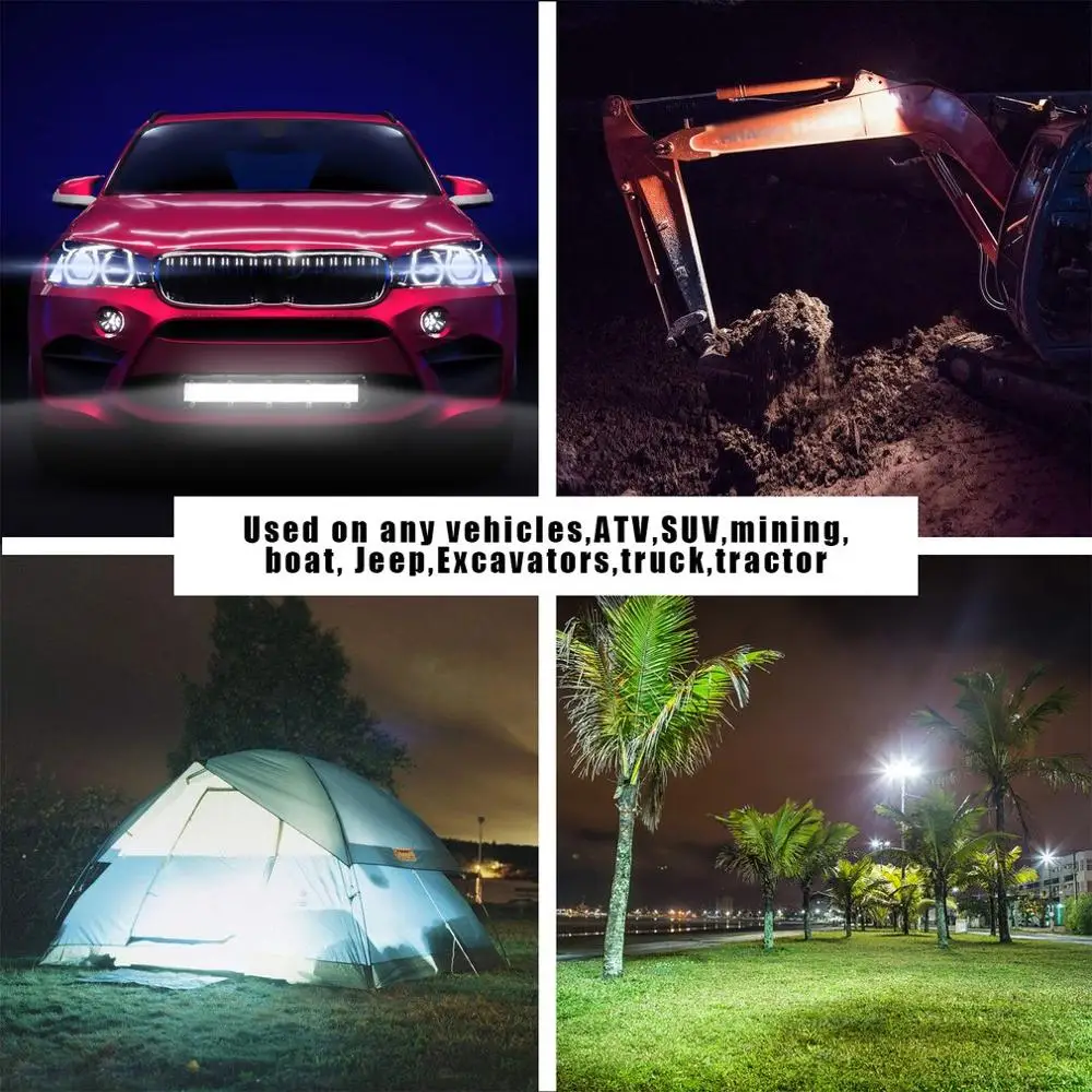 

Small Single-row LED Work Lights Off-road Vehicle Headlights Convex Lens Work Lights Front Bumper Lights In The Grid
