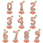 Гигантские Воздушные шары из фольги с большими цифрами, 32 дюйма, розовое золото, декор для дня рождения, свадьбы, помолвки, дня рождения, 0-9
