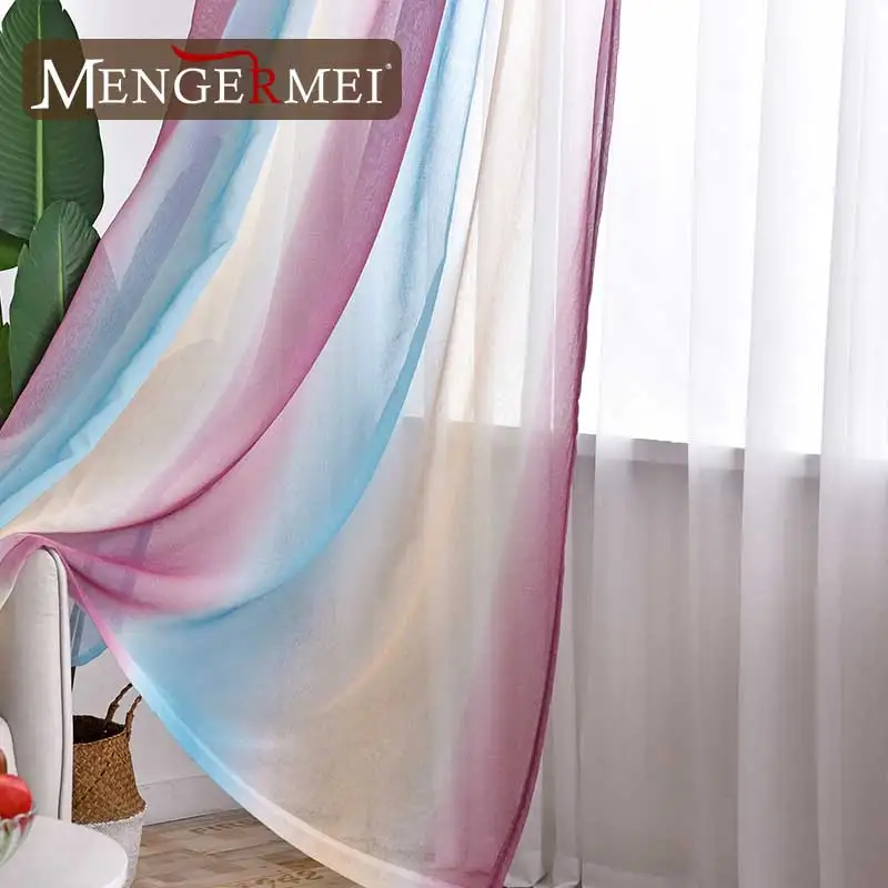 MENGERMEI, цветная Радужная занавеска для гостиной, столовой, простая Тюлевая оконная занавеска, s для спальни, Современная комната, занавески, 202
