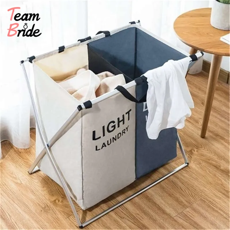 Laundry Basket Two/Three Grids Dirty Clothes Storage Basket Organizer Basket Collapsible Waterproof Folding Large Laundry Hamper