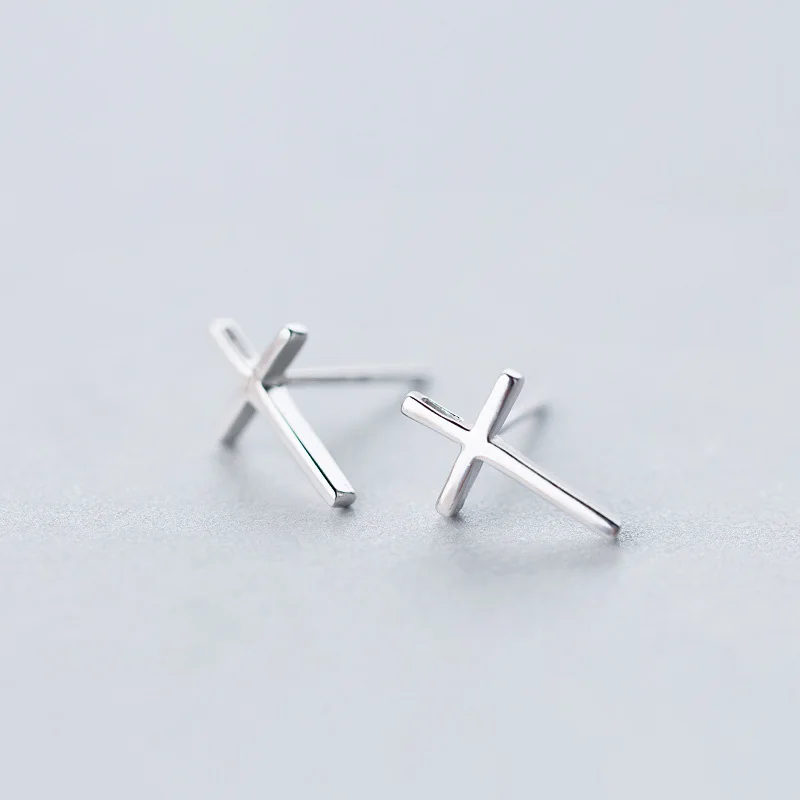 Trusta,,, 925, твердые, Настоящее серебро, женская мода, 7 мм X 13 мм, крестовые серьги-гвоздики, подарок для девочек-подростков, детей, леди, DS1041