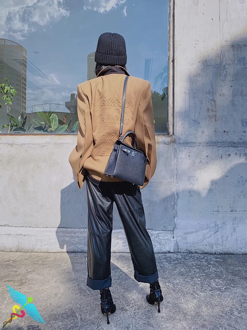 

WELLDONE Blazer Women Fashion Trend We11done Letter Printing Solid Color High Quality Full Casual Suit Coat Office Lady