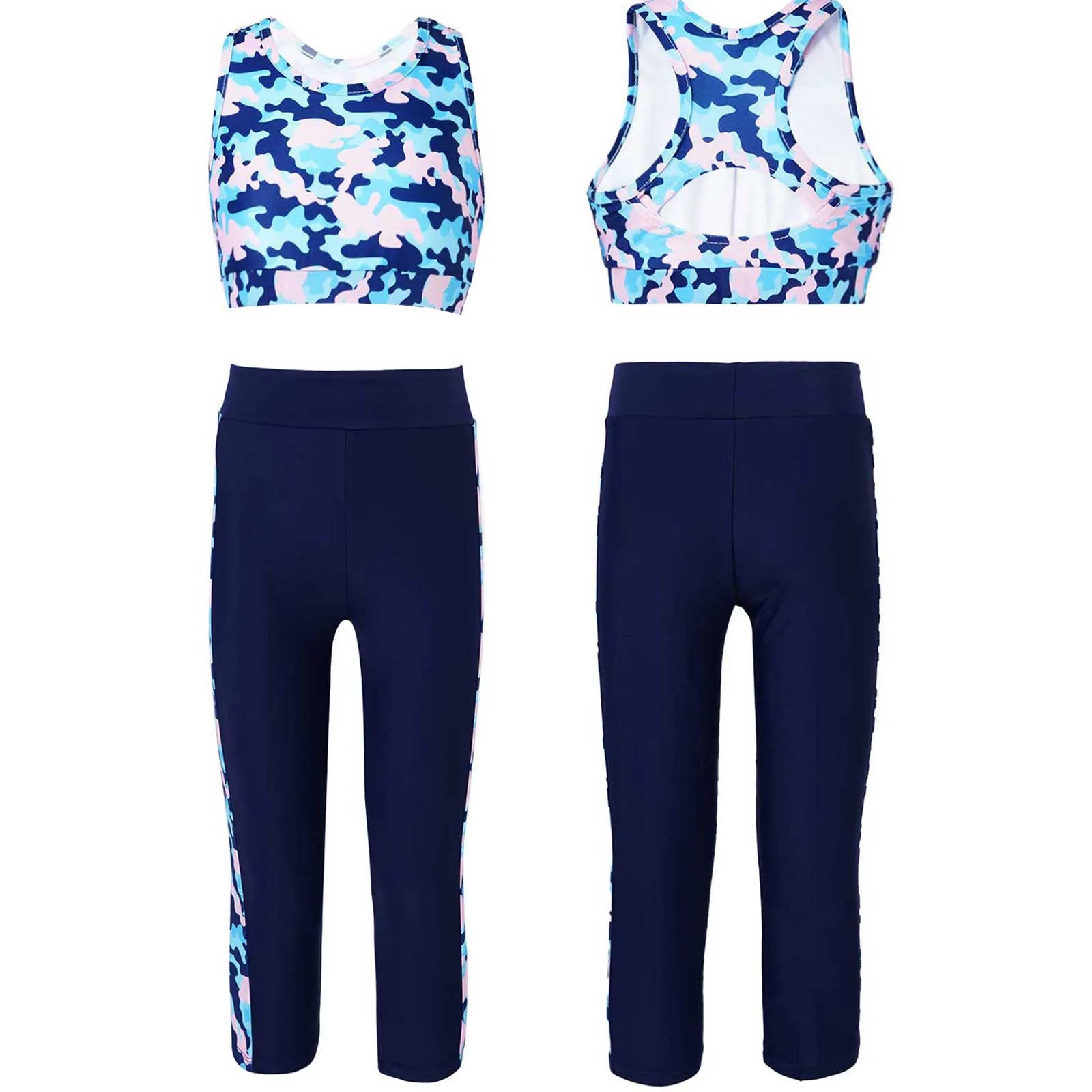 Детский спортивный костюм для девочек без рукавов бега тренажерного