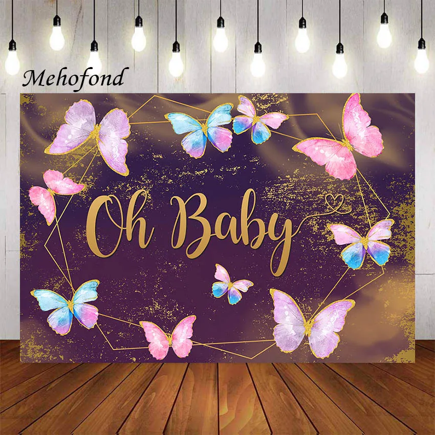 

Фон Mehofond для фотосъемки с изображением бабочек и пурпурных девочек декорация для вечеринки в честь будущей мамы фон для фотобудки студийны...