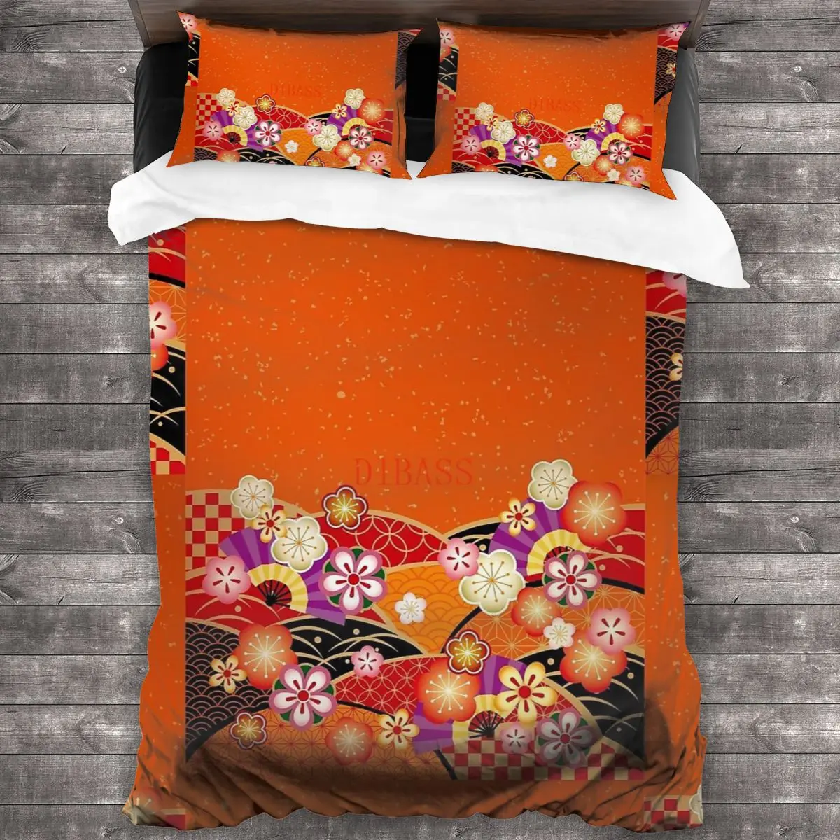 

Japanese Kimono　3 100%Pure Cotton Comforter Set with 2 Pillowcase,Soft Microfiber Duvet Cover Set, Bedding Sets Bed Set
