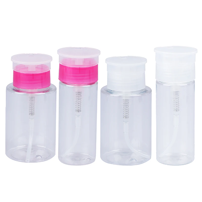 

1PCS 180/100ml Empty Plastic Nail Polish Remover Alcohol Liquid Clear Press Pumping Dispenser Bottle Nail Art UV Gel Cleaner