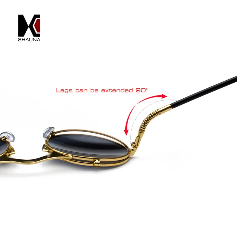 Женские и мужские складные очки SHAUNA солнцезащитные в стиле стимпанк с дужками