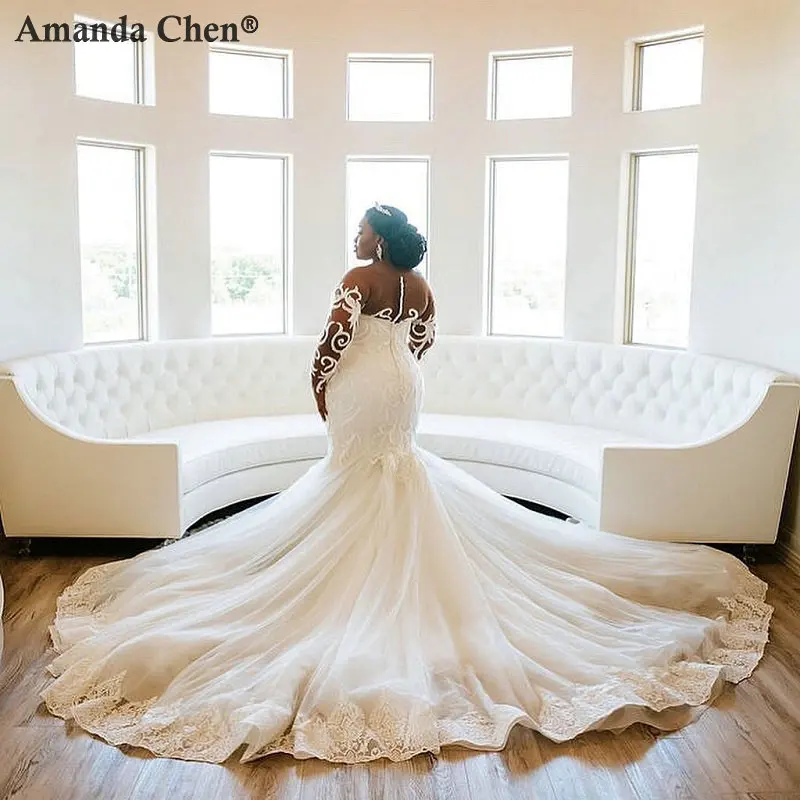 Женское свадебное платье с длинным рукавом и кружевной аппликацией | Свадьбы