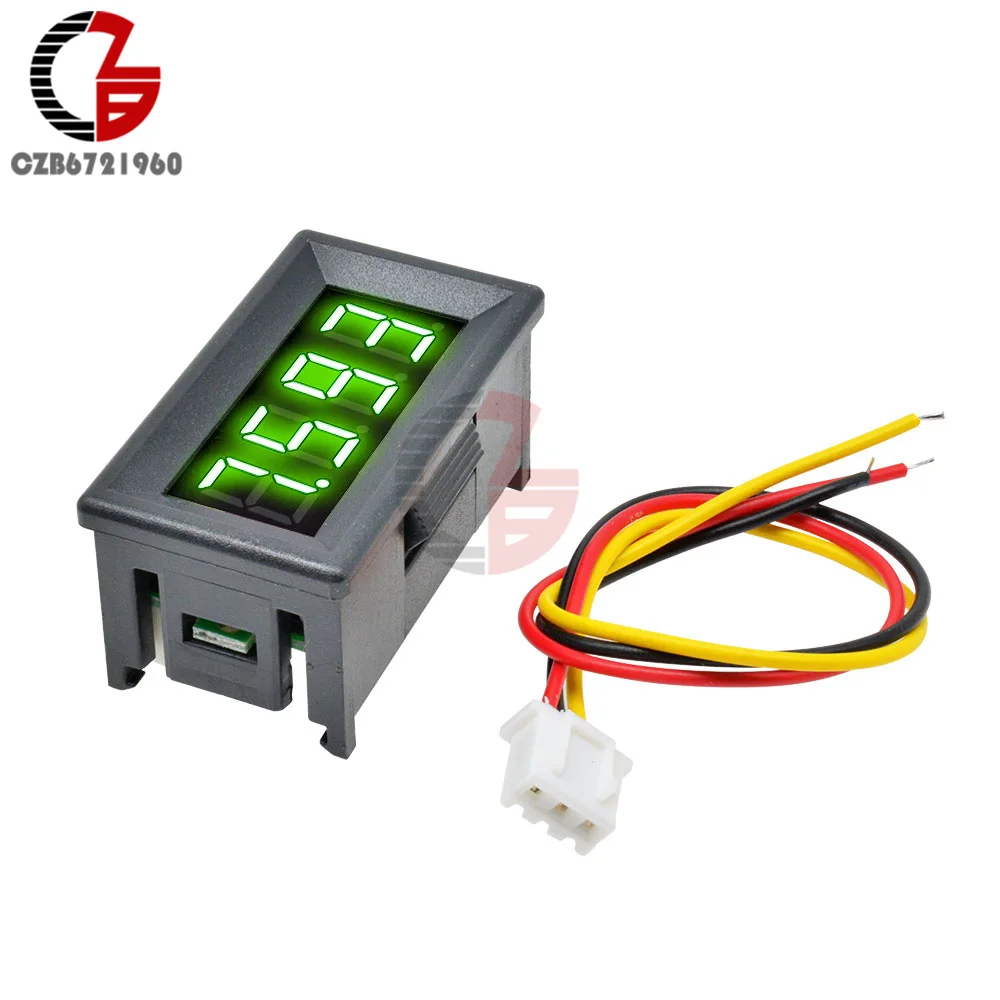 Green 4 Digit 0-100V DC LED Digital Voltmeter 4 Bit 3 Wire Car Motorcycle Voltage Meter Lithium Battery Volt Tester Detector Monitor - Color: Green
