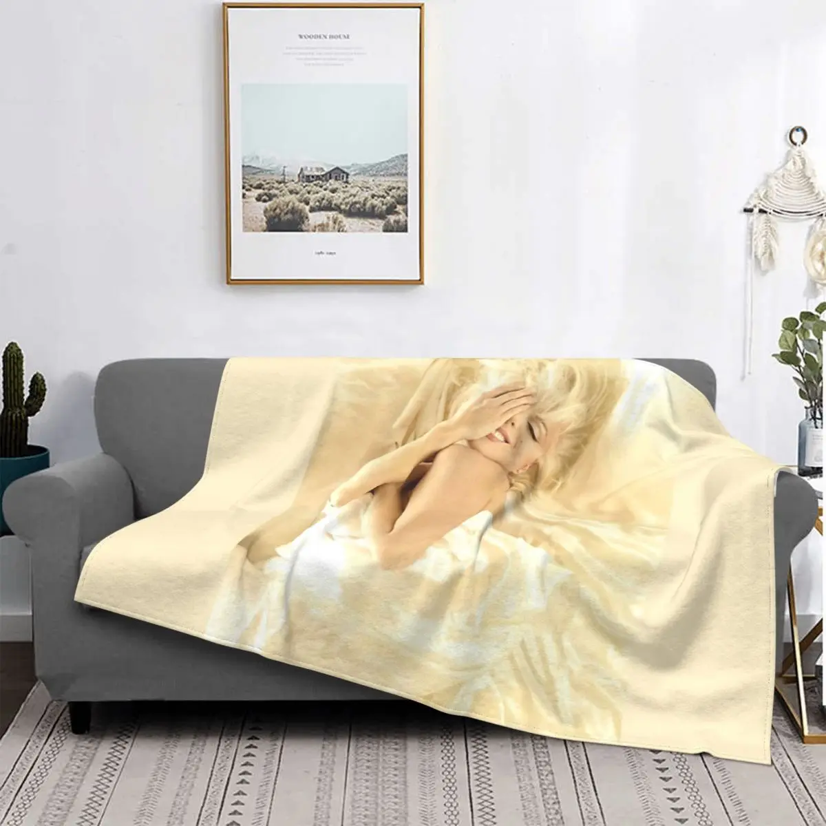 

Marilyn Monroe Vintage Between The Blanket Bedspread Bed Plaid Plaid Sofa Cover Double Blanket Bedspread 220X240
