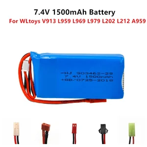 Аккумулятор Lipo 7,4 В 1500 мАч для WLtoys 144001 V913 L959 L969 L979 L202 L212 A959 12428 HJ816 HJ817, батарея для радиоуправляемых автомобилей модели 903462-2S