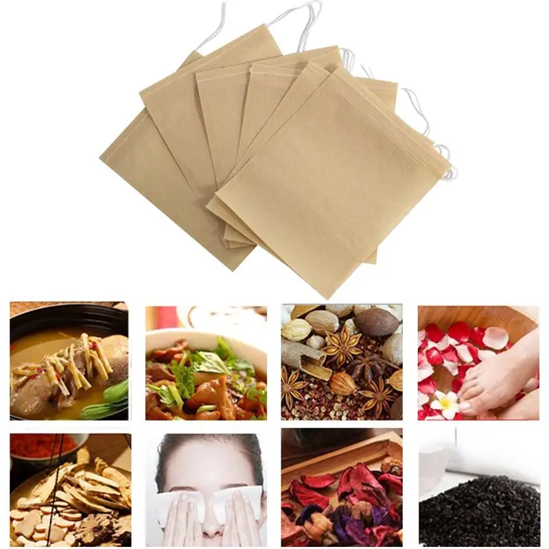100PCS Tea Bag One-Off Mesh Filter Spice Pouch Teapot Drink Bottles Strainer Refillable Flower Teabag Sachets Coffee Fulter | Дом и сад