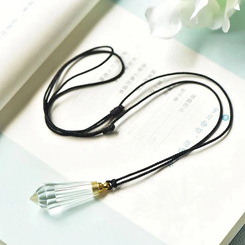 Белая подвеска с натуральным кристаллом маятниковая веревка цепочка ожерелье