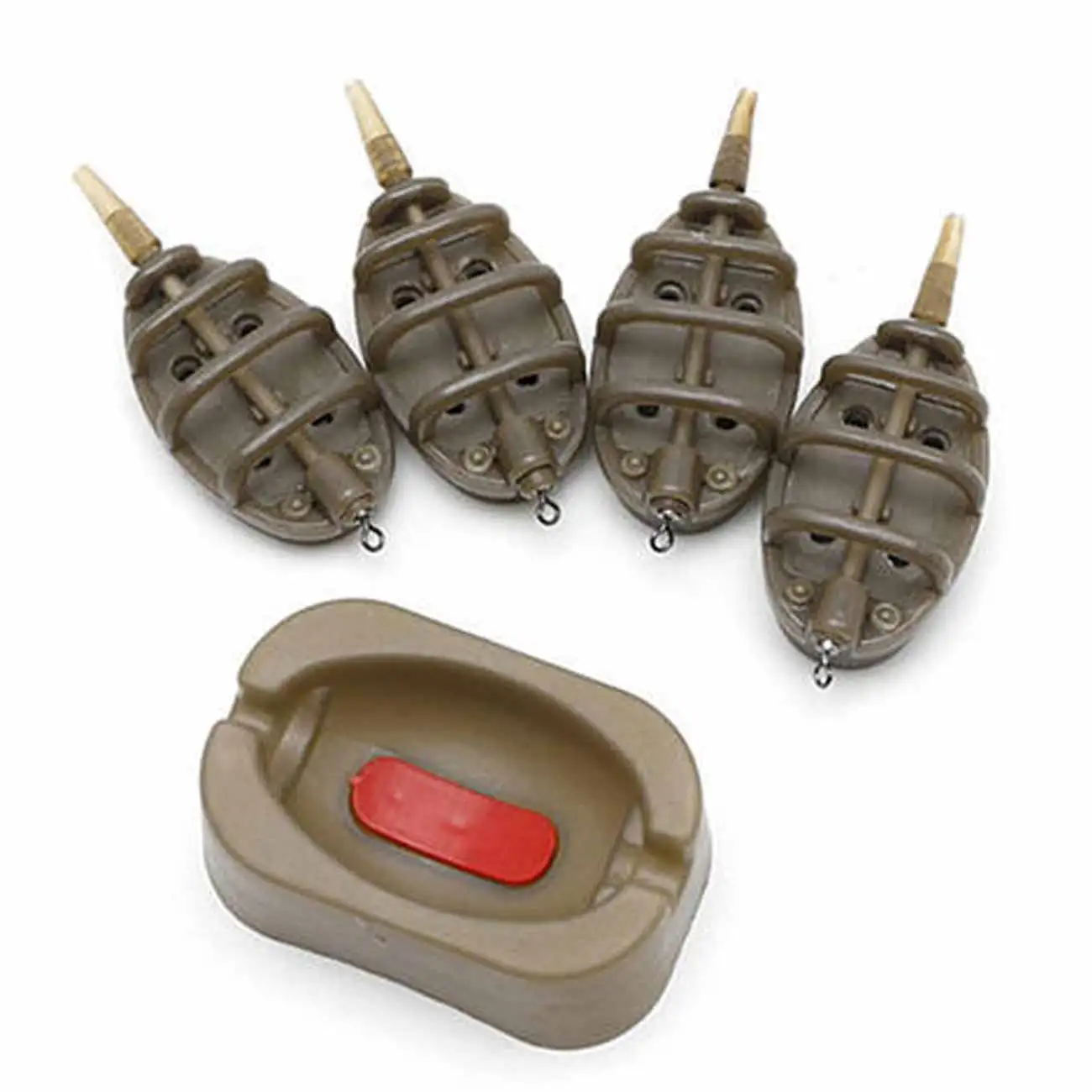 

5pcs Fishing Feeder Set Carp Fishing Tackle 4 Inline Method Feeders with 1 Mould Carp Fishing Accessories Gift for Men
