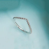 authentic 925 sterling silver pan ring new love embellishment bead wishing bone ring for women wedding party fashion jewelry