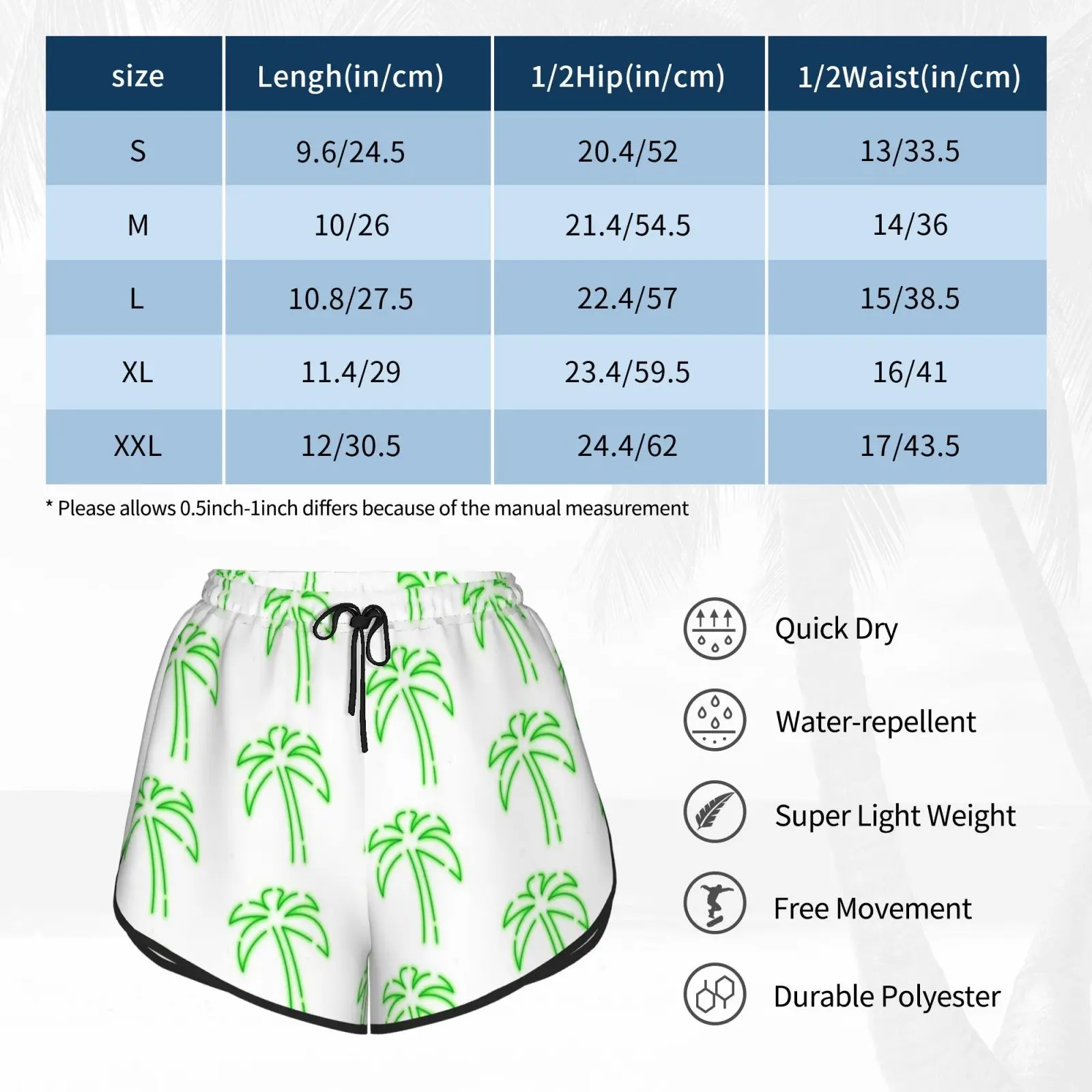 

Simple Green Palm Tree Swim Shorts Women Beach Shorts Palm Palm Tree Palm Trees Tropical Green Tree Simple Exotic