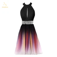bealegantom halter gradient chiffon short prom dresses 2021for women with sequin ombre evening party homecoming gowns qa1586
