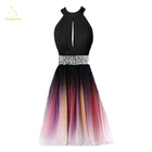 Женское шифоновое платье-Холтер Bealegantom, короткое платье для выпускного вечера, с блестками, с эффектом омбре, QA1586