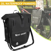 biking bicycle trunk bag tpu 100 waterproof mtb road bike panniers 25l large capacity shoulder bag cycling accessories