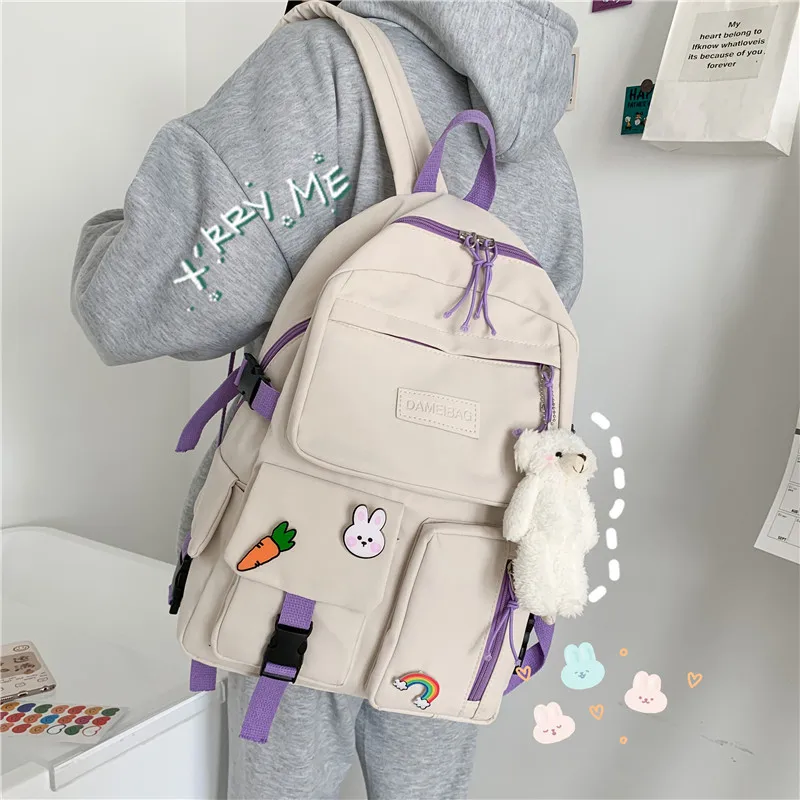 

New Women Backpack School Bag For Girls Shoulder Bag Cute Lightweight Canvas Female Bagpack Laptop Back Packs Nylon Backpack