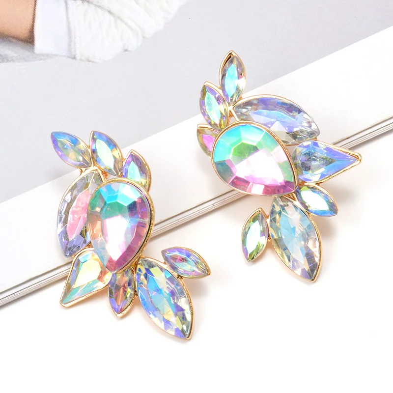 Женские серьги подвески ZA Разноцветные с кристаллами ювелирные изделия